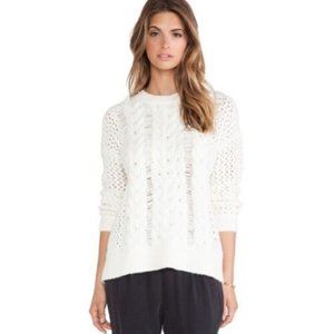 ELIZABETH & JAMES Creme Cable Knit Slouchy Fit Sweater Pullover